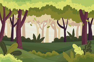 Vector gratis fondo de selva de dibujos animados