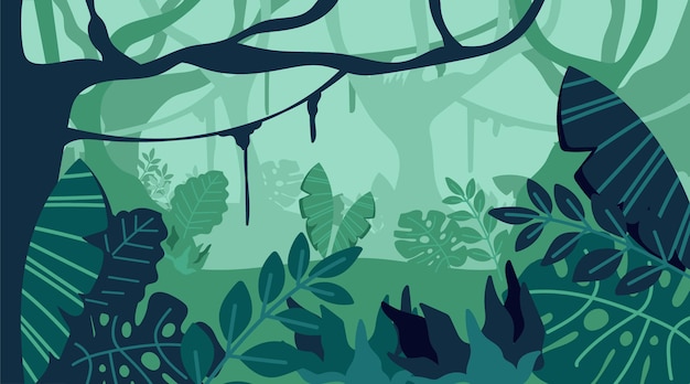 Vector gratuito fondo de selva de dibujos animados