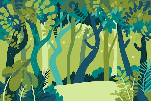 Vector gratuito fondo de selva de dibujos animados