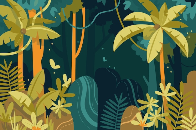 Vector gratuito fondo de selva de dibujos animados