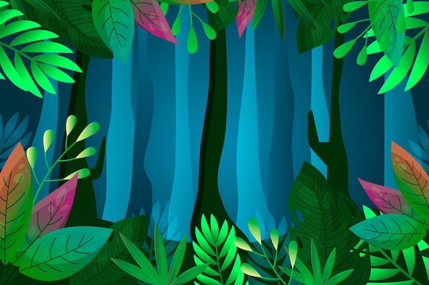 Vector gratuito fondo de selva de dibujos animados