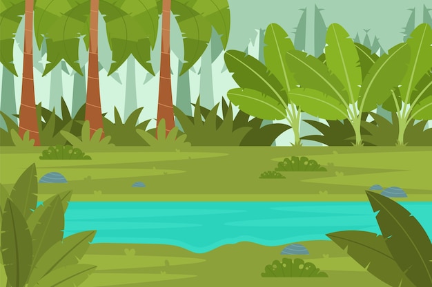 Vector gratuito fondo de selva plana orgánica