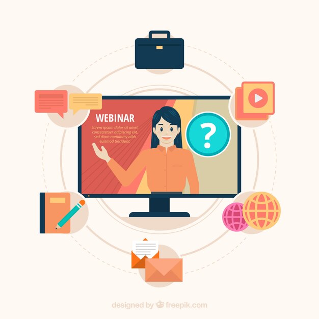 Fondo de seminario online en estilo plano
