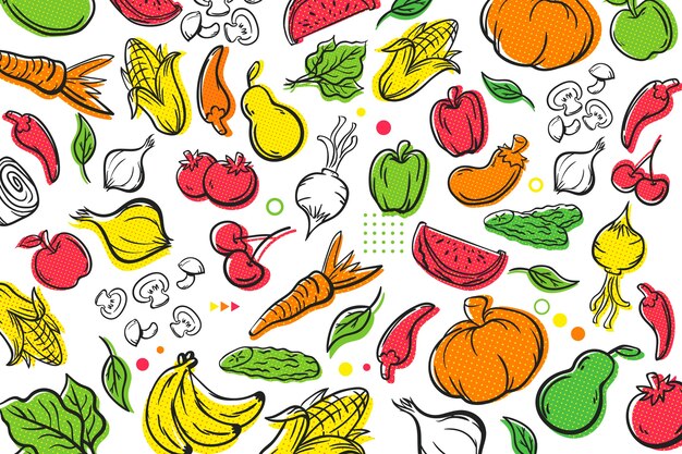 Fondo de semitono de frutas y verduras cocnept