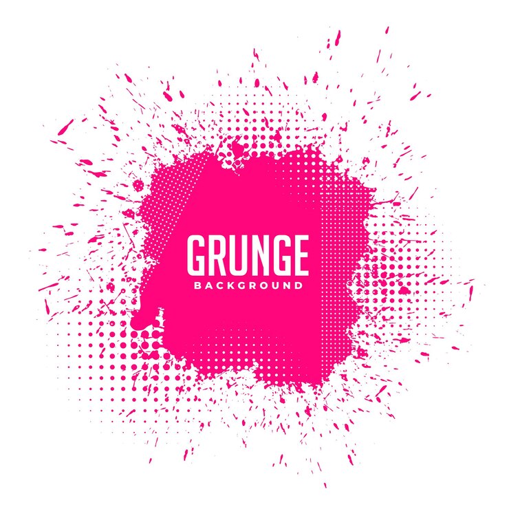 Vector gratuito fondo de semitono de salpicaduras de tinta rosa grunge