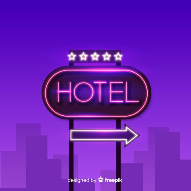 Fondo señal hotel de neón realista
