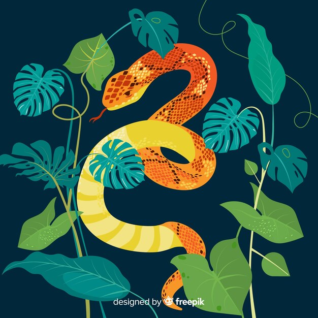 Fondo serpiente conhojas dibujada a mano