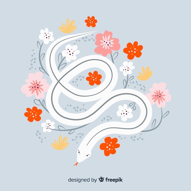 Vector gratuito fondo serpiente floral dibujada a mano