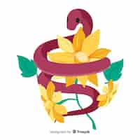 Vector gratuito fondo de serpiente con flores en 2d