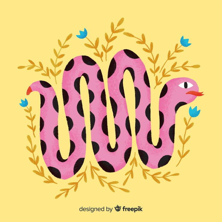 Vector gratuito fondo serpiente con flores dibujada a mano