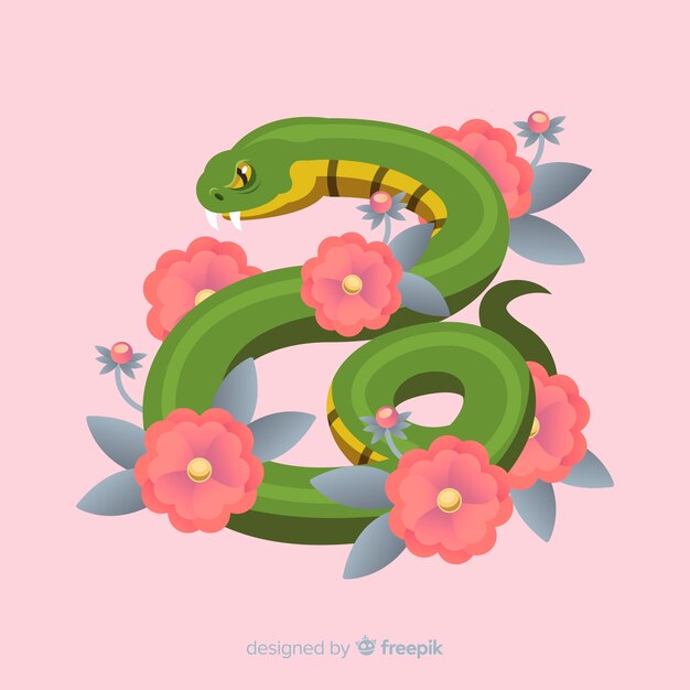 Fondo serpiente con flores