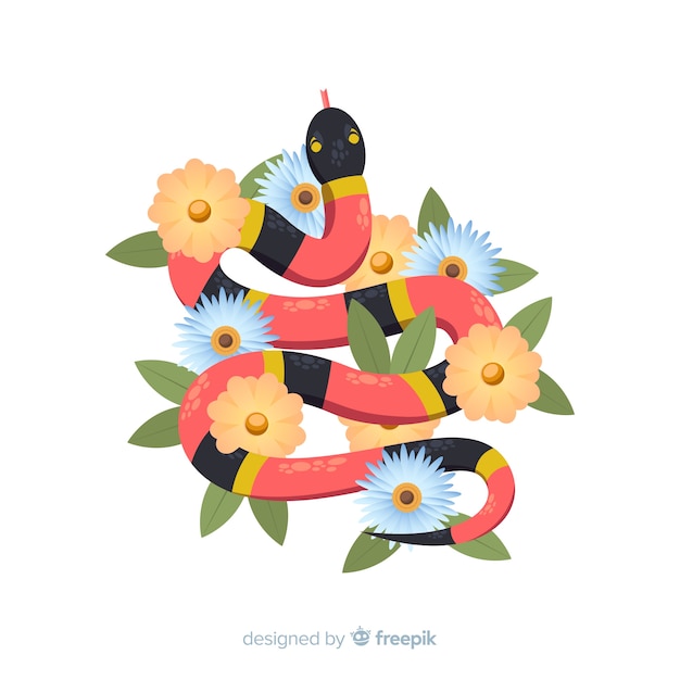 Vector gratuito fondo serpiente a rayas con flores