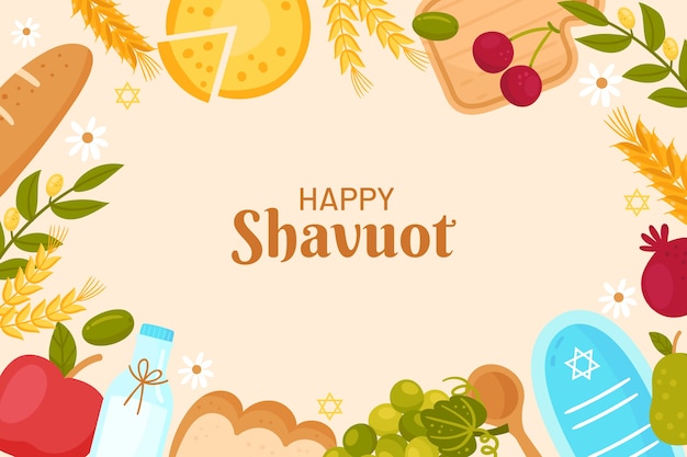 Fondo de shavuot plano dibujado a mano