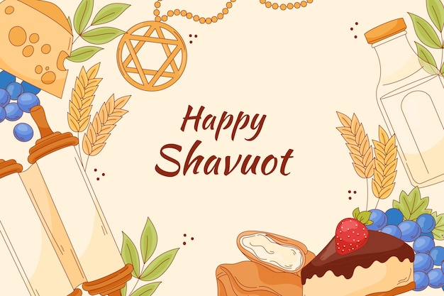 Fondo de shavuot plano dibujado a mano