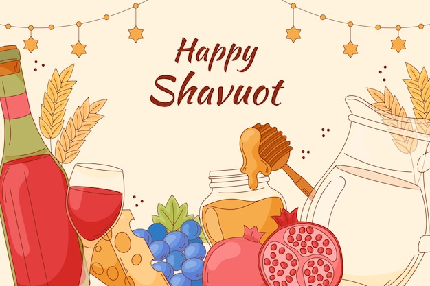 Vector gratuito fondo de shavuot plano dibujado a mano