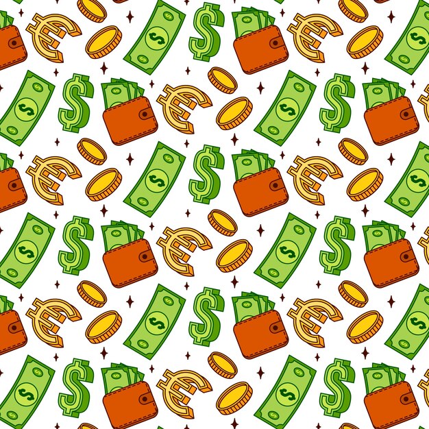 Fondo de signo de dólar dibujado a mano