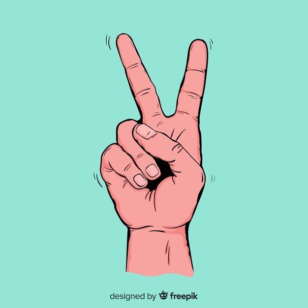 Fondo signo de la paz mano realista