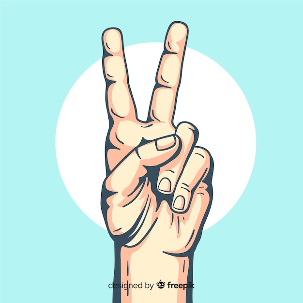Fondo signo de la paz mano realista