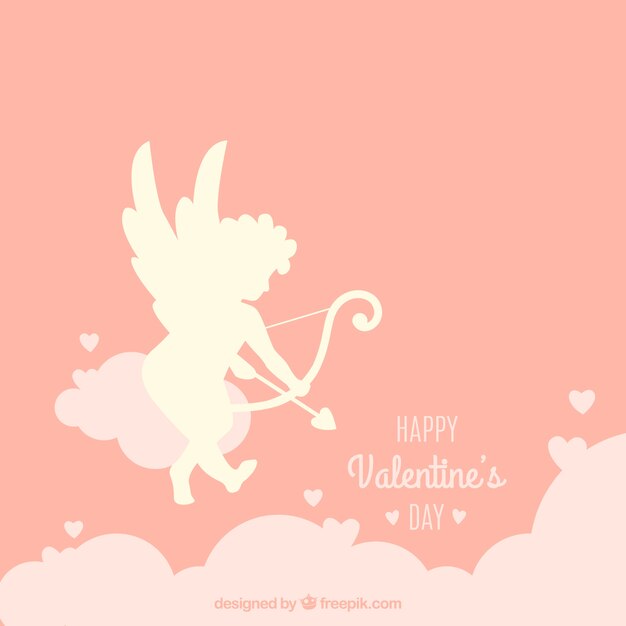 Fondo de silueta de cupido en el cielo 