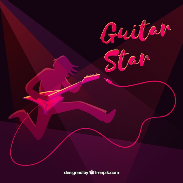 Vector gratuito fondo de silueta de guitarrista