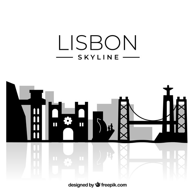 Fondo de silueta de horizonte de lisboa