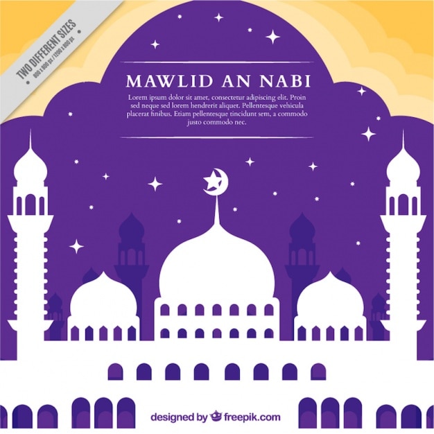 Vector gratuito fondo de silueta de mezquita de celebración de mawlid