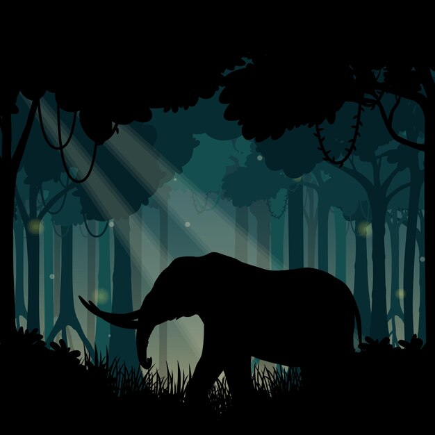 Fondo de silueta de paisaje de bosque