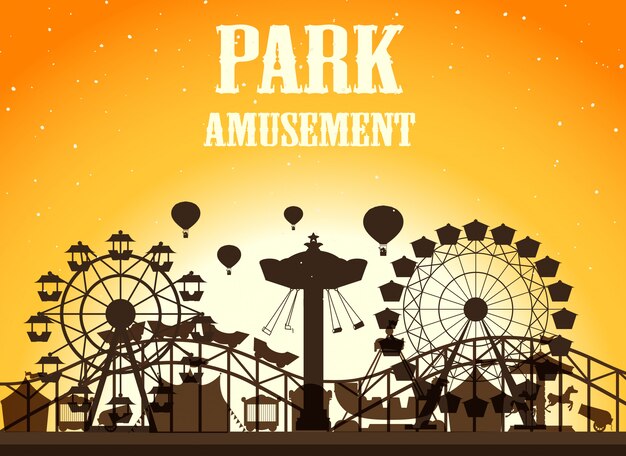 Fondo de la silueta del parque de atracciones