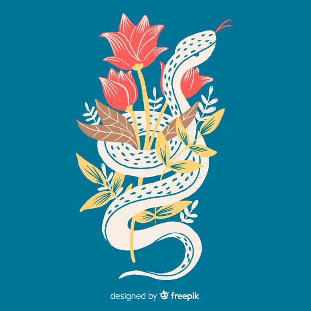 Fondo silueta serpiente dibujada a mano