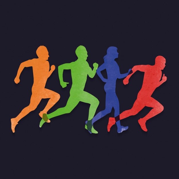 Fondo de siluetas de gente corriendo