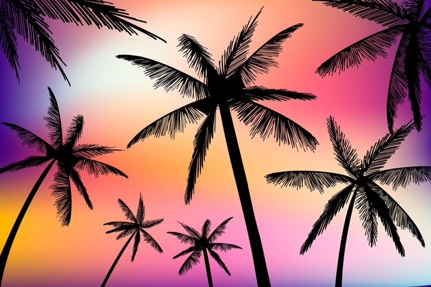 Fondo de siluetas de palmeras