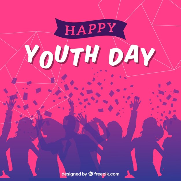 Fondo de siluetas de personas celebrando el día de la juventud