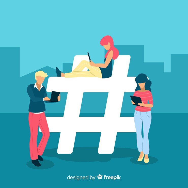 Vector gratuito fondo símbolo hashtag gente joven