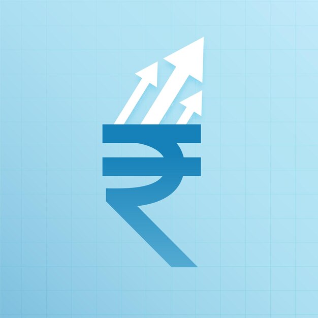 Fondo con el símbolo de la rupia india (INR) con concepto de posición fuerte