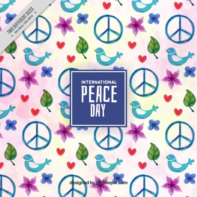 Vector gratuito fondo con símbolos de la paz y pájaros