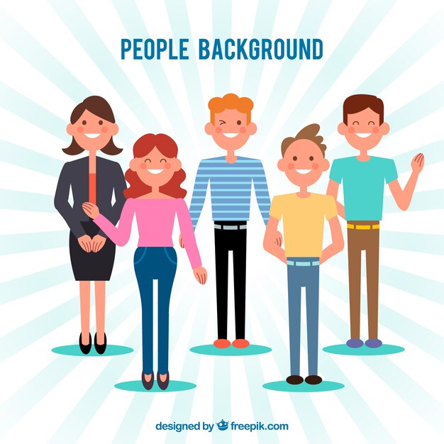 Fondo con simpáticas personas en diseño plano 