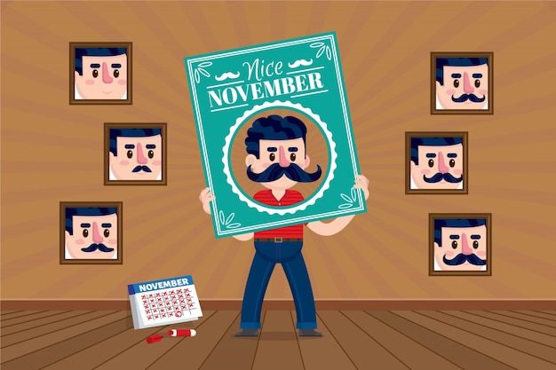 Vector gratuito fondo simpático con cuadros para movember