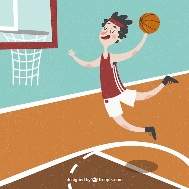 Vector gratuito fondo de simpático jugador de baloncesto