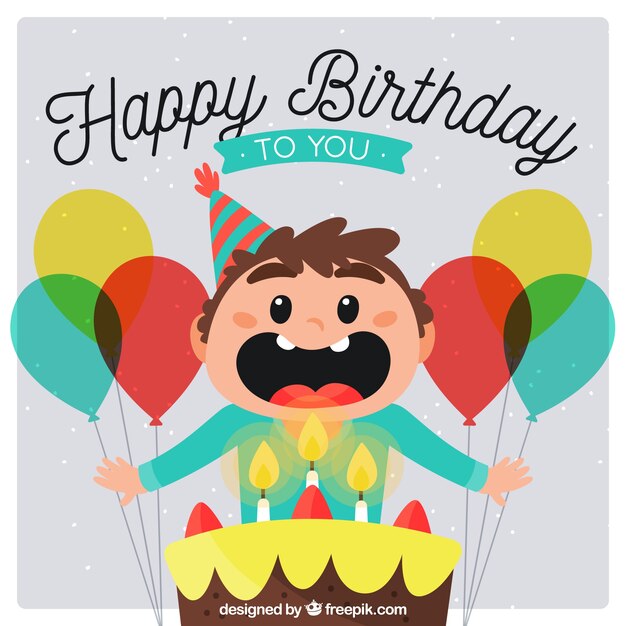 Fondo de simpático niño soplando las velas de cumpleaños