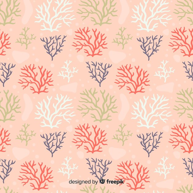 Fondo simple coral dibujado a mano