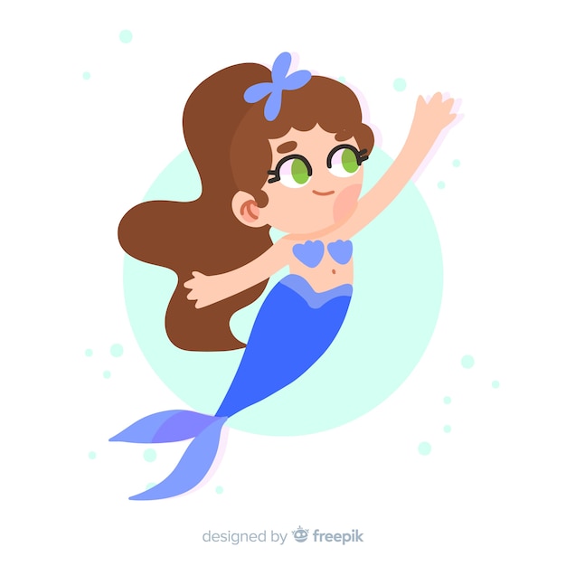 Fondo sirena bonita dibujada a mano