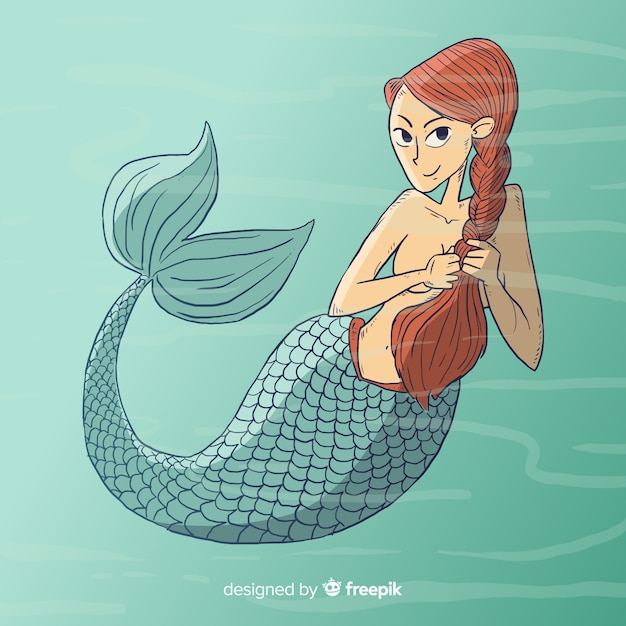 Vector gratuito fondo sirena dibujada a mano