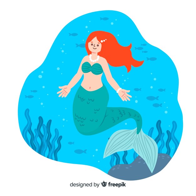 Fondo de sirena dibujado a mano
