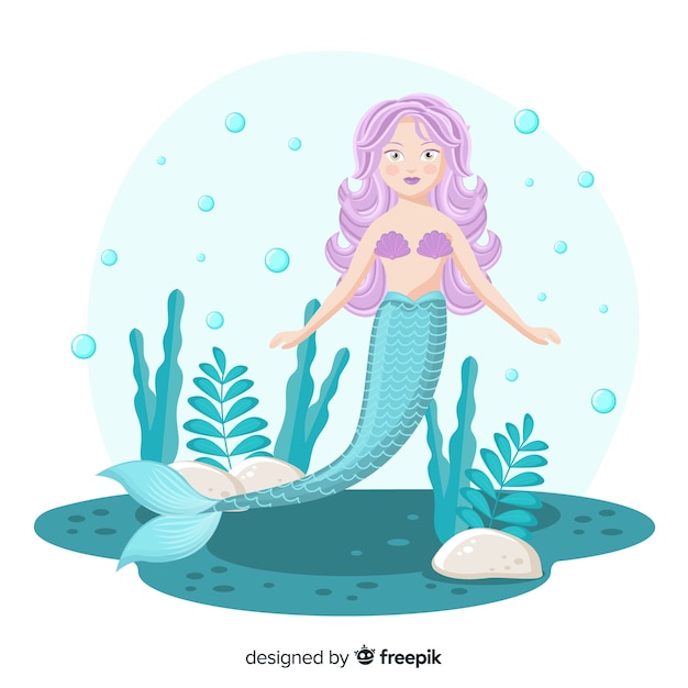 Vector gratuito fondo de sirena dibujado a mano