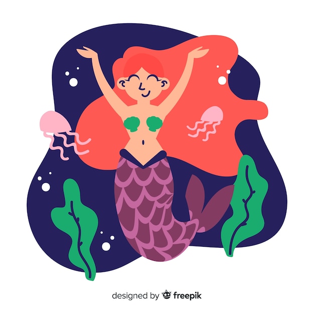 Vector gratuito fondo de sirena dibujado a mano