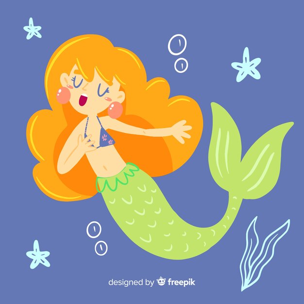 Fondo de sirena dibujado a mano