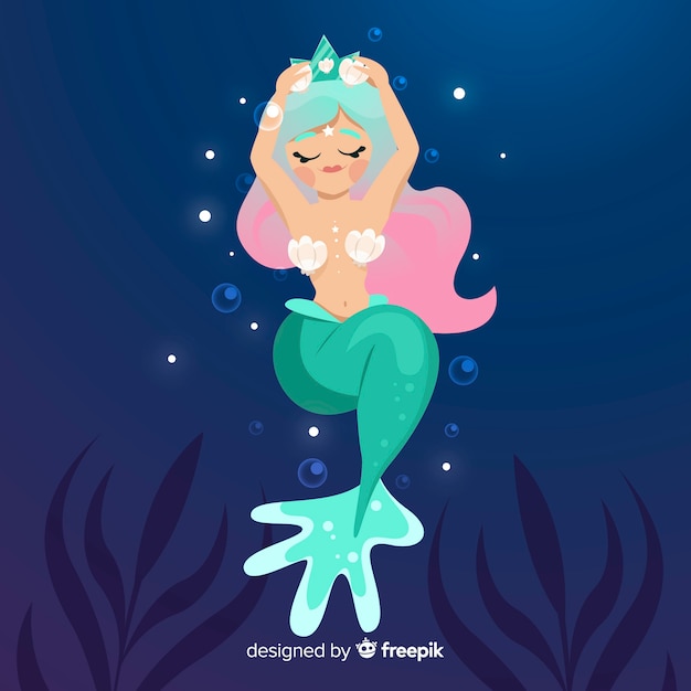 Vector gratuito fondo de sirena en diseño plano