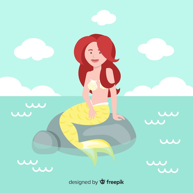 Vector gratuito fondo de sirena en diseño plano