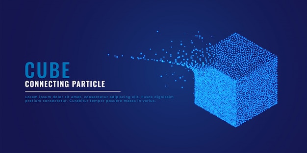 Fondo del sistema de partículas del cubo 3D