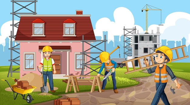 Fondo de sitio de construcción de edificio
